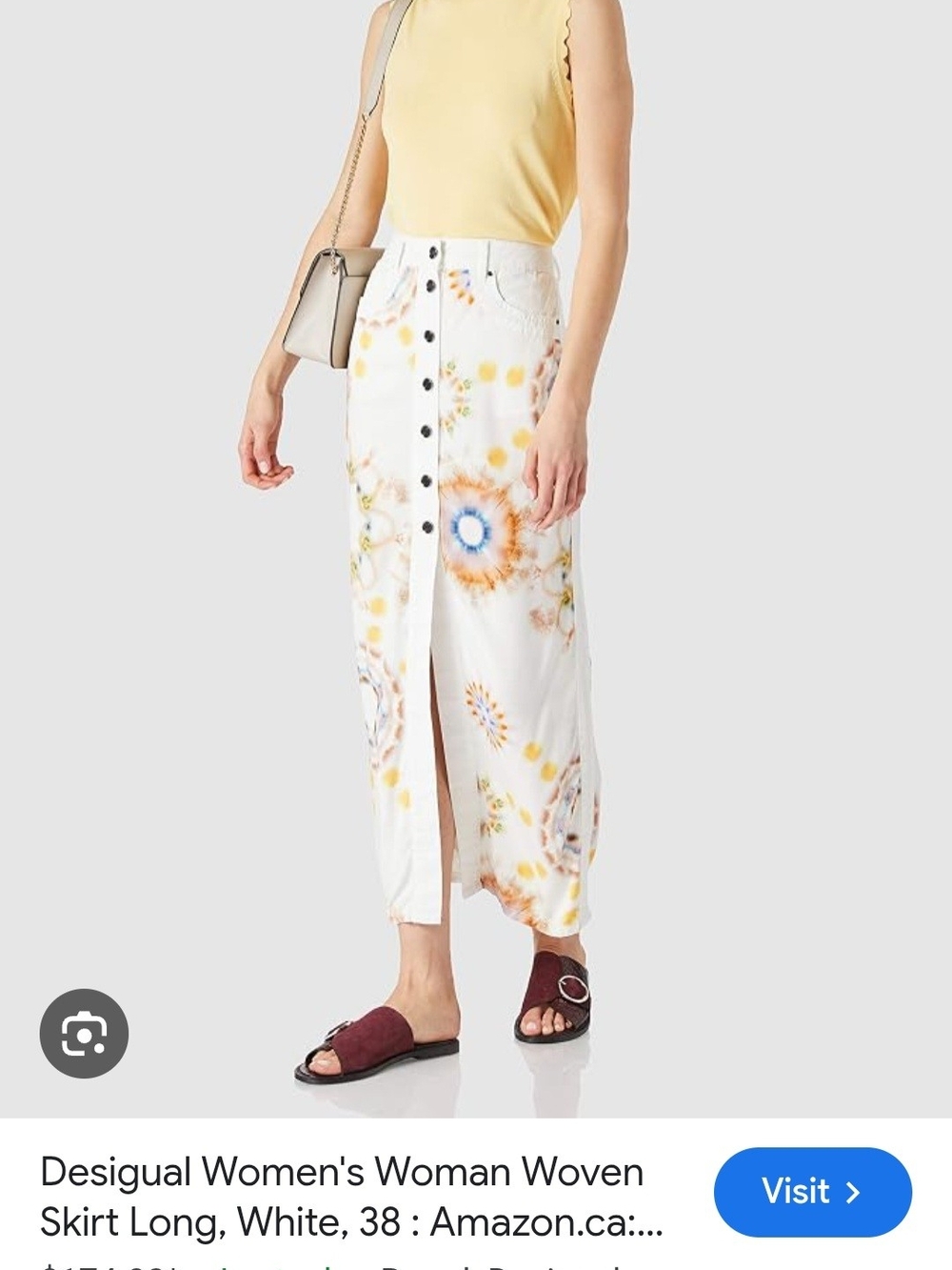 Desigual White Maxi Skirt with Multicolor Tie-Dye Floral
